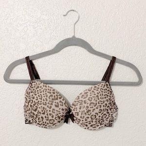 H&M pink and brown animal print bra